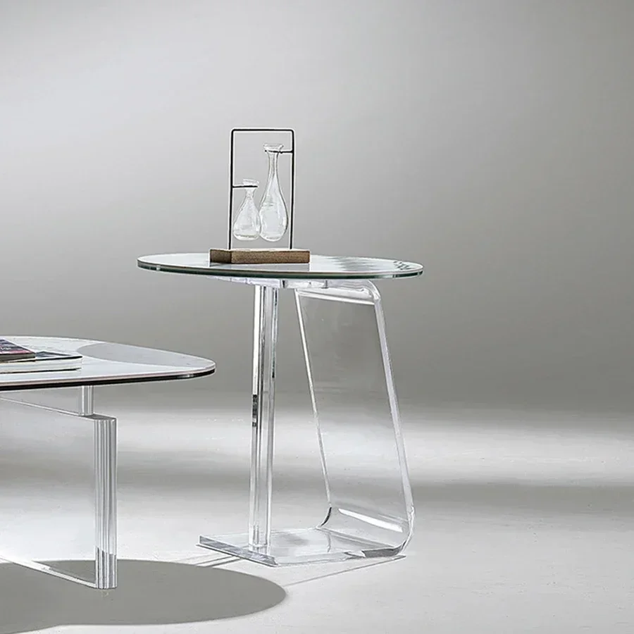 Acrylic Side Table Lounge Coffee Design Extension Italian Transparent Minimalist Gloss Basse Rectangle Items Household Sofa