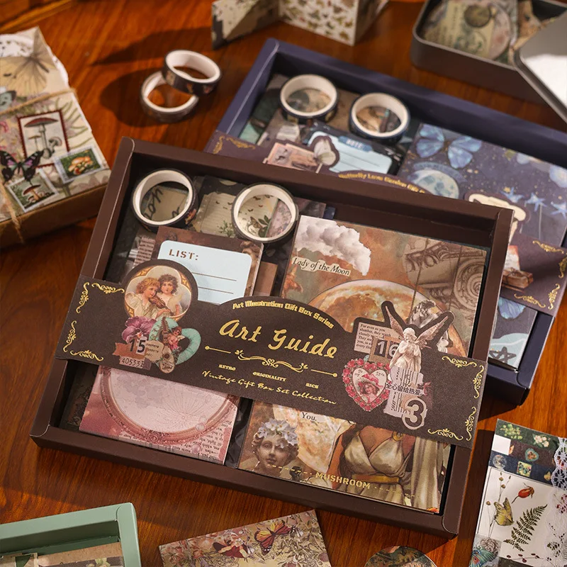 

125 vintage handbook gift boxes, school student reward gifts, children's gifts, scrapbook supplies, stationery sets