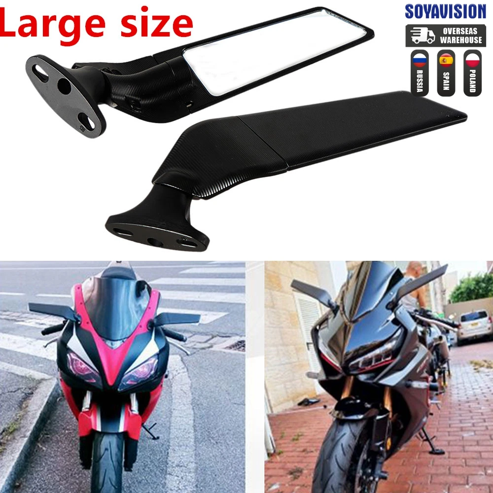 For Honda CBR1000RR CBR600RR CBR 250R 300R 400RR 500R Motorcycle Mirror Modified Wind Wing Adjustable Rotating Rearview Mirror