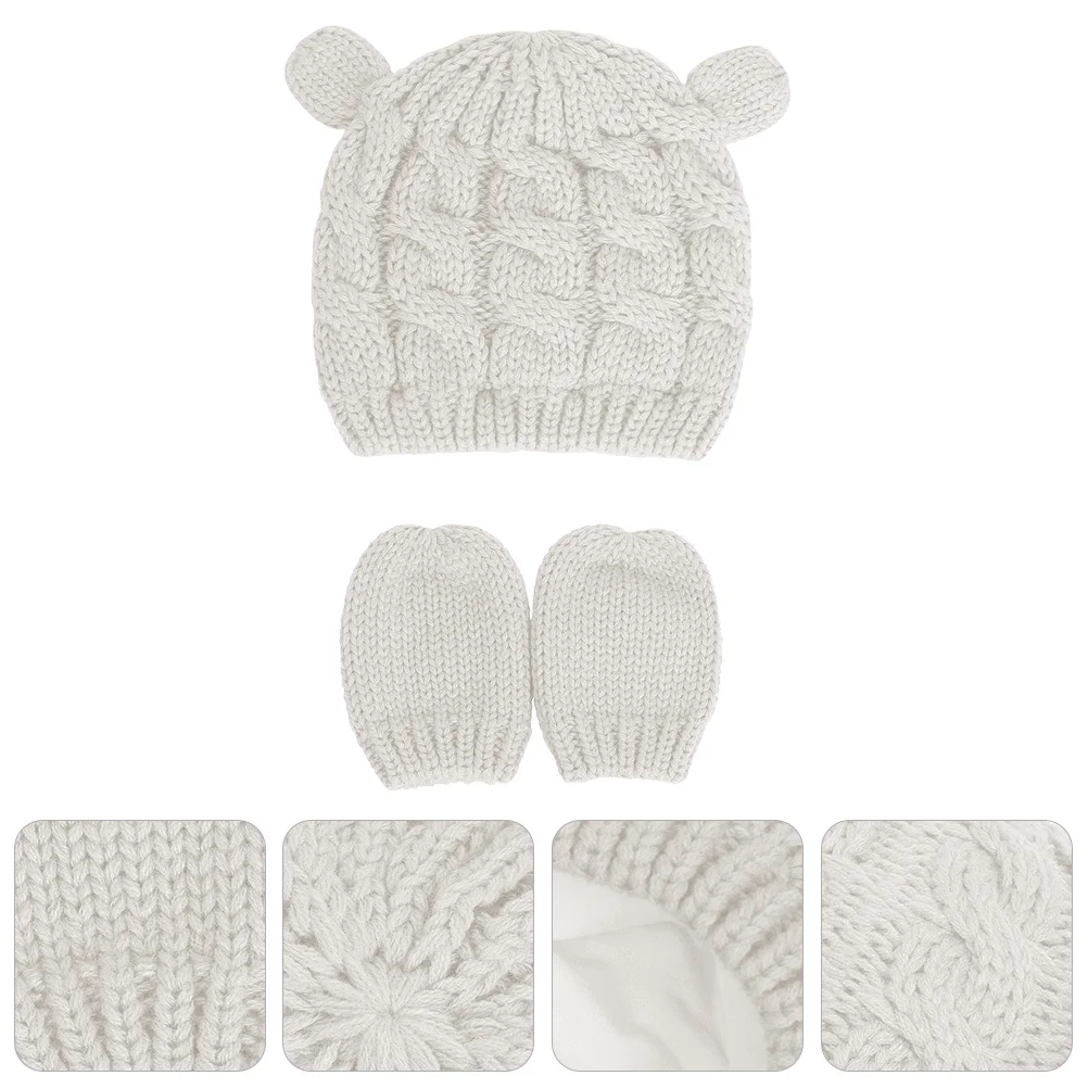 1 مجموعة محبوك قبعة مجموعة الدافئة سميكة قبعة صوف قفازات الخريف الشتاء هدية لقبعة محبوكة قفازات قبعة دافئة