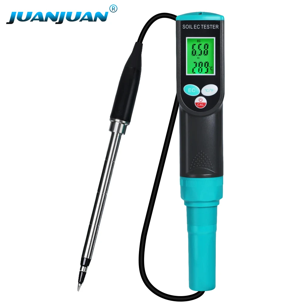 

EC-317 Soil EC Meter Waterproof Probe Soil Tester Digital Soil EC and Temperature Detector Potted Flower Soil Monitor for Garden