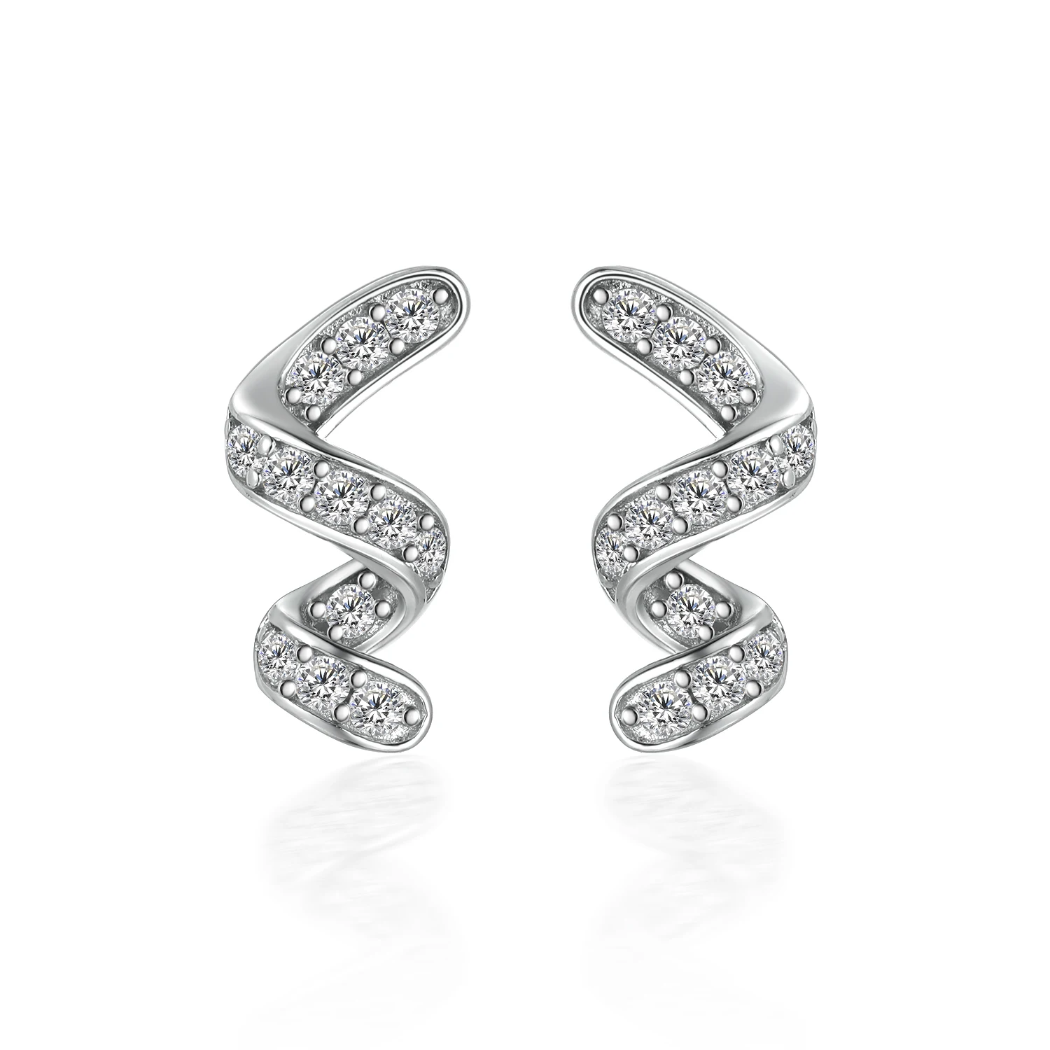 

925 Sterling Silver Irregular Zircon Stud Earrings
