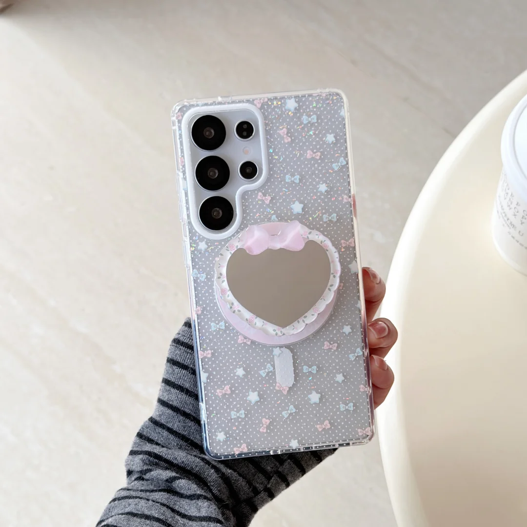Small Star Bowknot for Magsafe Magnetic Case for Samsung Galaxy S26 S25 S22 S23 Plus Ultra S 24 23 FE Wireless Charge Cover