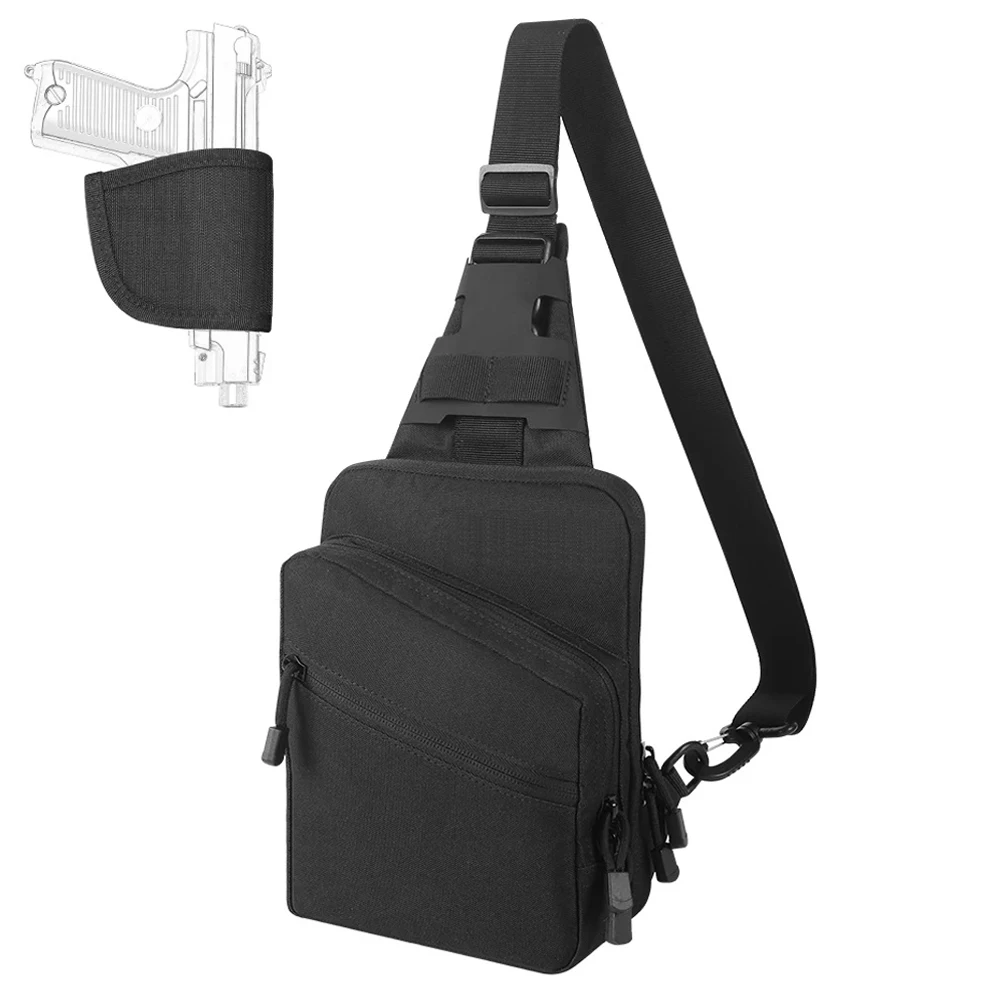 Bolsa de transporte oculta para pistola, funda para pistola, bolsa de caza al aire libre, bolso de hombro tipo bandolera, bolsa de pecho, bolsa de almacenamiento de herramientas EDC