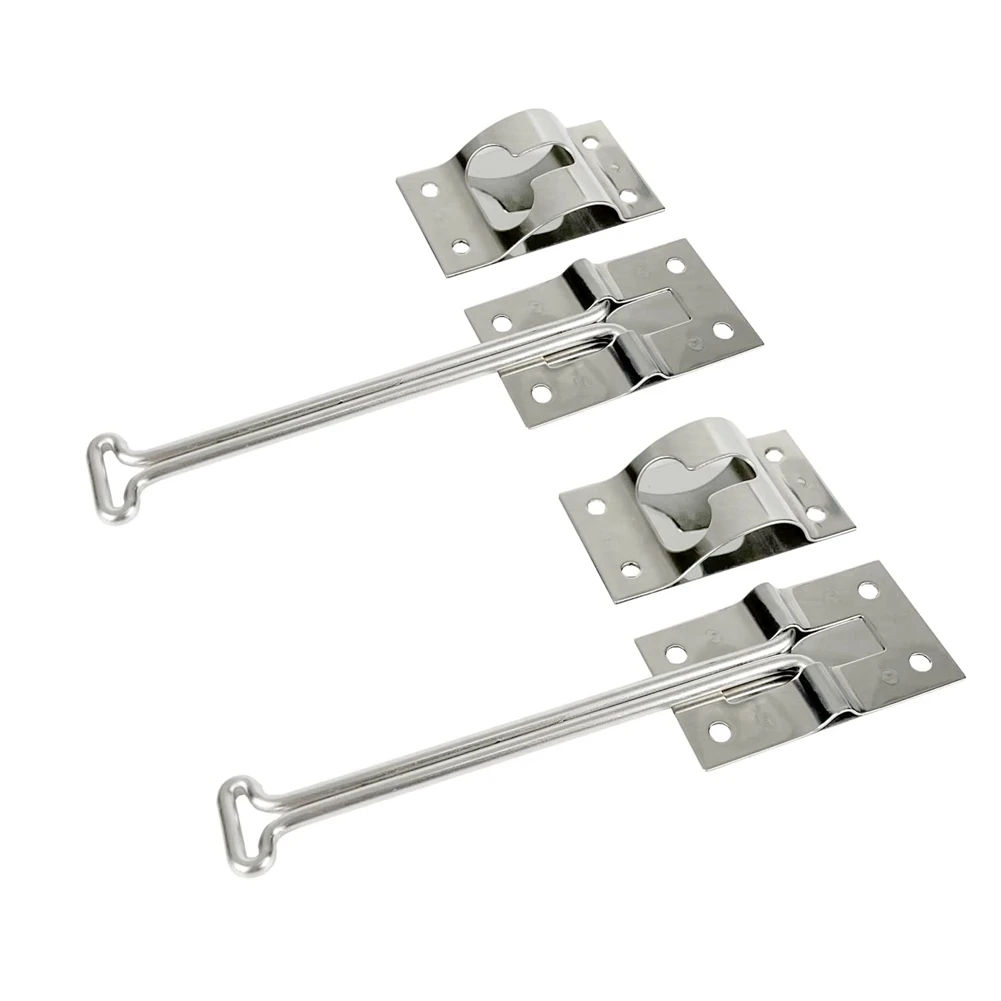 2Pcs 4 inch Stainless Steel T-Style Door Holder Entry Door Cargo Trailer for RV Trailer Camper Exterior Door Hold Hook