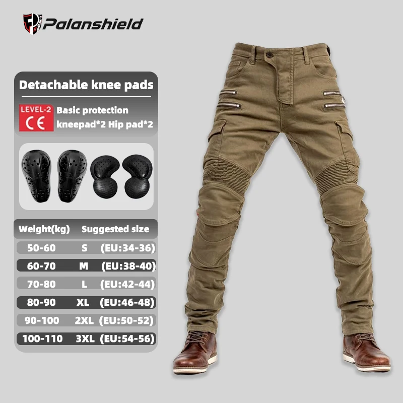 Nieuwe dubbele rits metalen stijl motorcross motorbroek heren voor dames outdoor rijjeans met beschermende uitrusting motorbroek