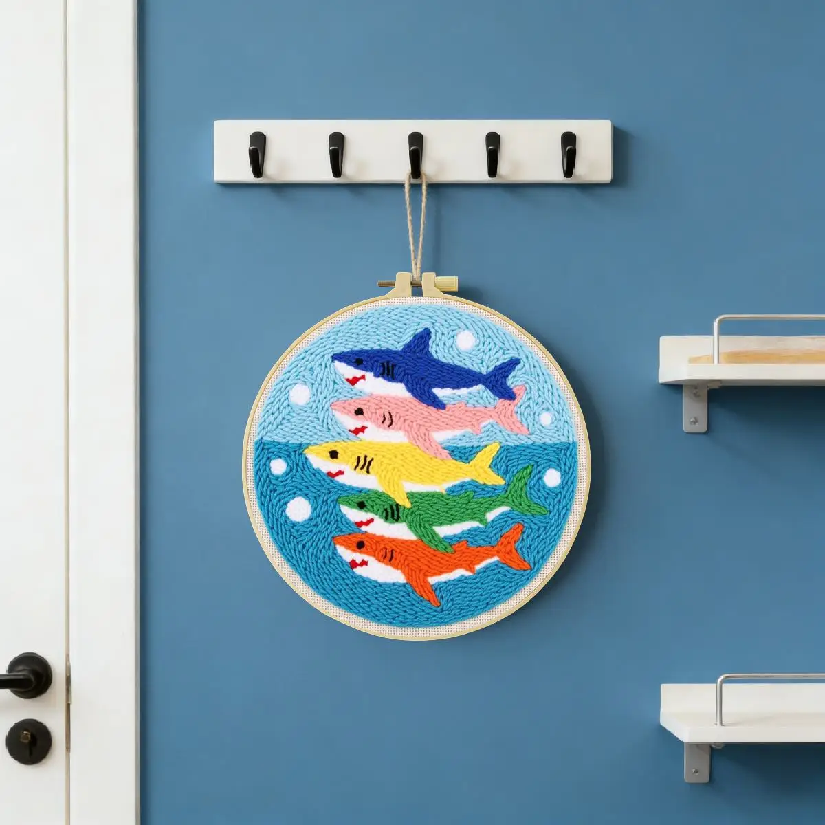 20X20CM/7,87 Zoll Fisch-Sticknadel-Set, Stickerei-Kit, gestrickte Stickerei, DIY handgemachtes Geschenk, Nadelkunst – Detail 1