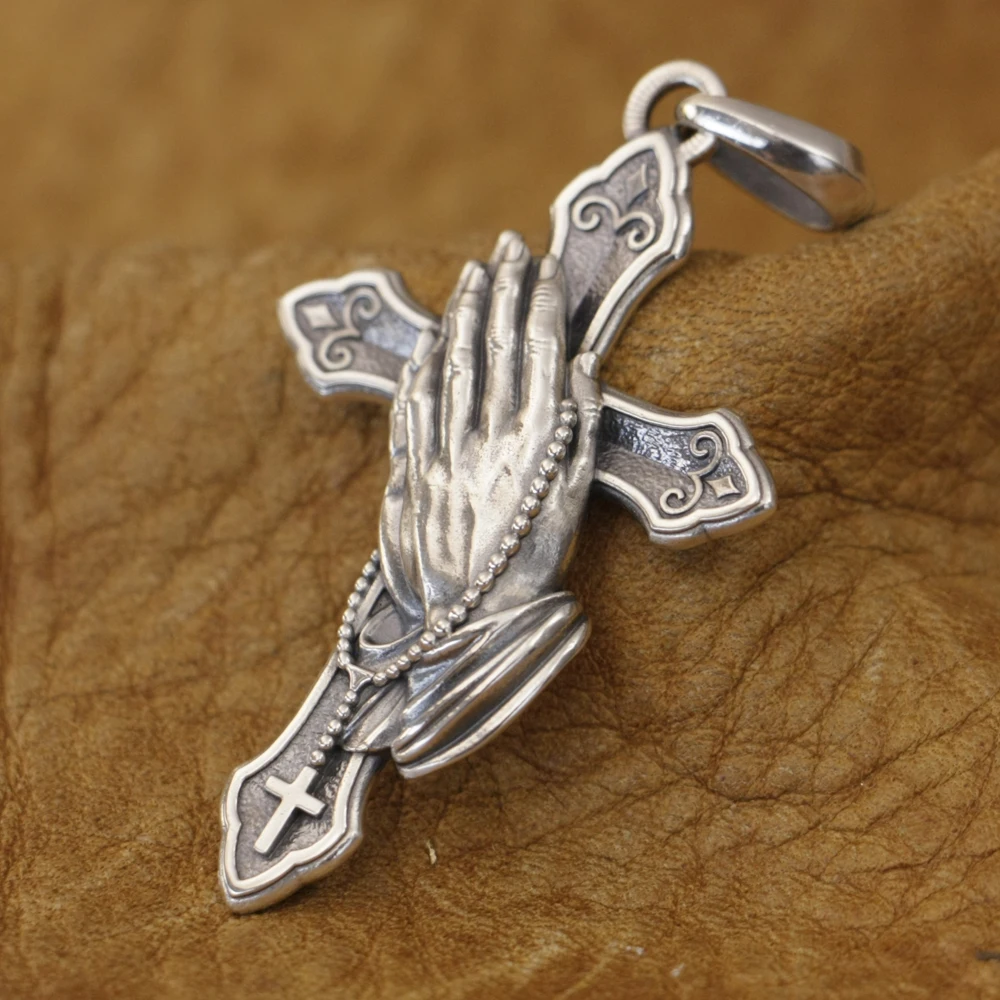 

Prayer Cross Pendant Charms 925 Sterling Silver Belief Jewelry TA442