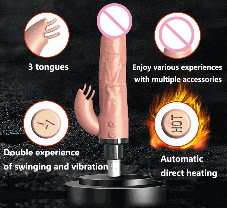 Automatische Telescopische Verwarming Seksmachine Met 3xlr Verwarmde Dildo 'S Bijlagen Verstelbare Volwassen Masturbatie Machine Penis Seksspeeltje