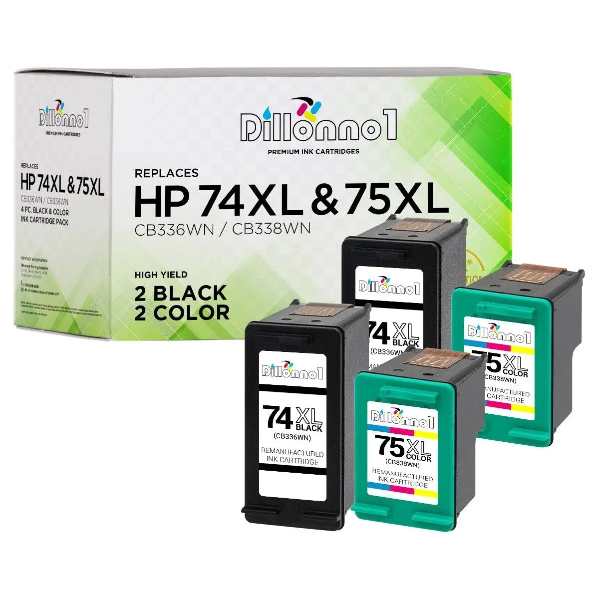 

4PK #74XL #75XL CB336WN CB338WN Ink for HP Photosmart C4494 C4500 C4524 C4540