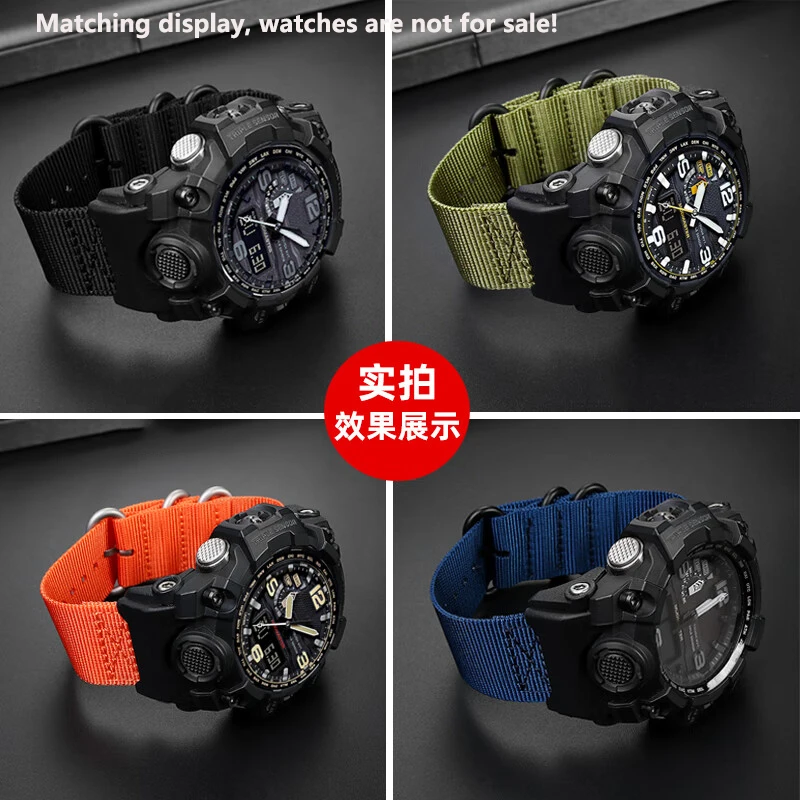 النايلون حزام (استيك) ساعة ل كاسيو G-Shock تعديل كبير الطين الملك GWG-1000-1A/A3/1A1 GB/GG 24 مللي متر مقاوم للماء تنفس النايلون شريط للرسغ