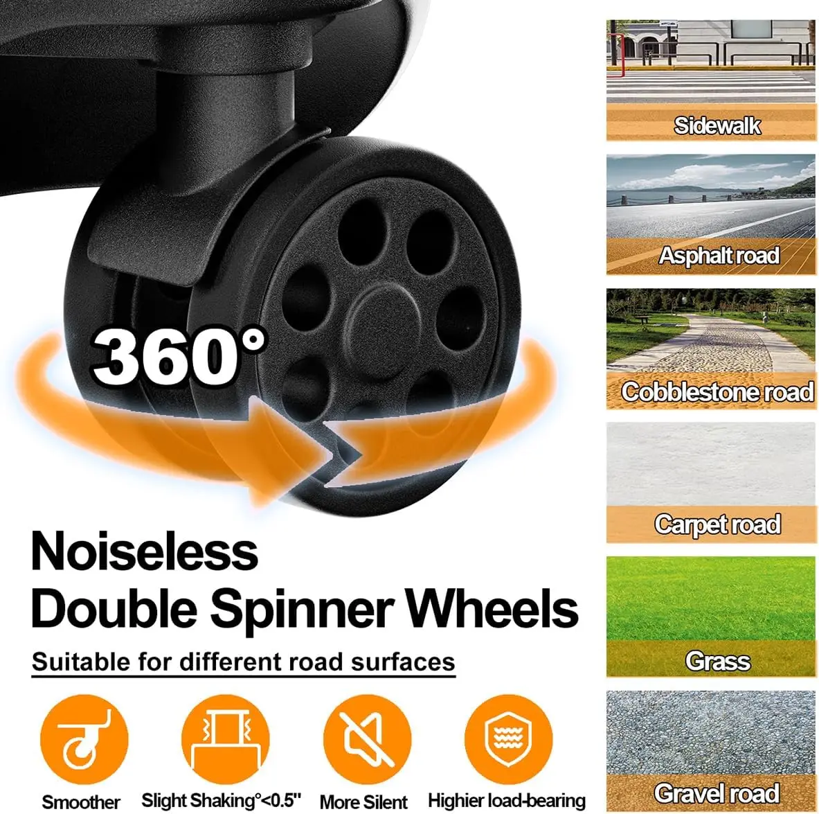 Malas PC e ABS com rodas duplas Spinner, bagagem Airline Aprovado com Tsa Lock, 2 "Black, 22x14x9