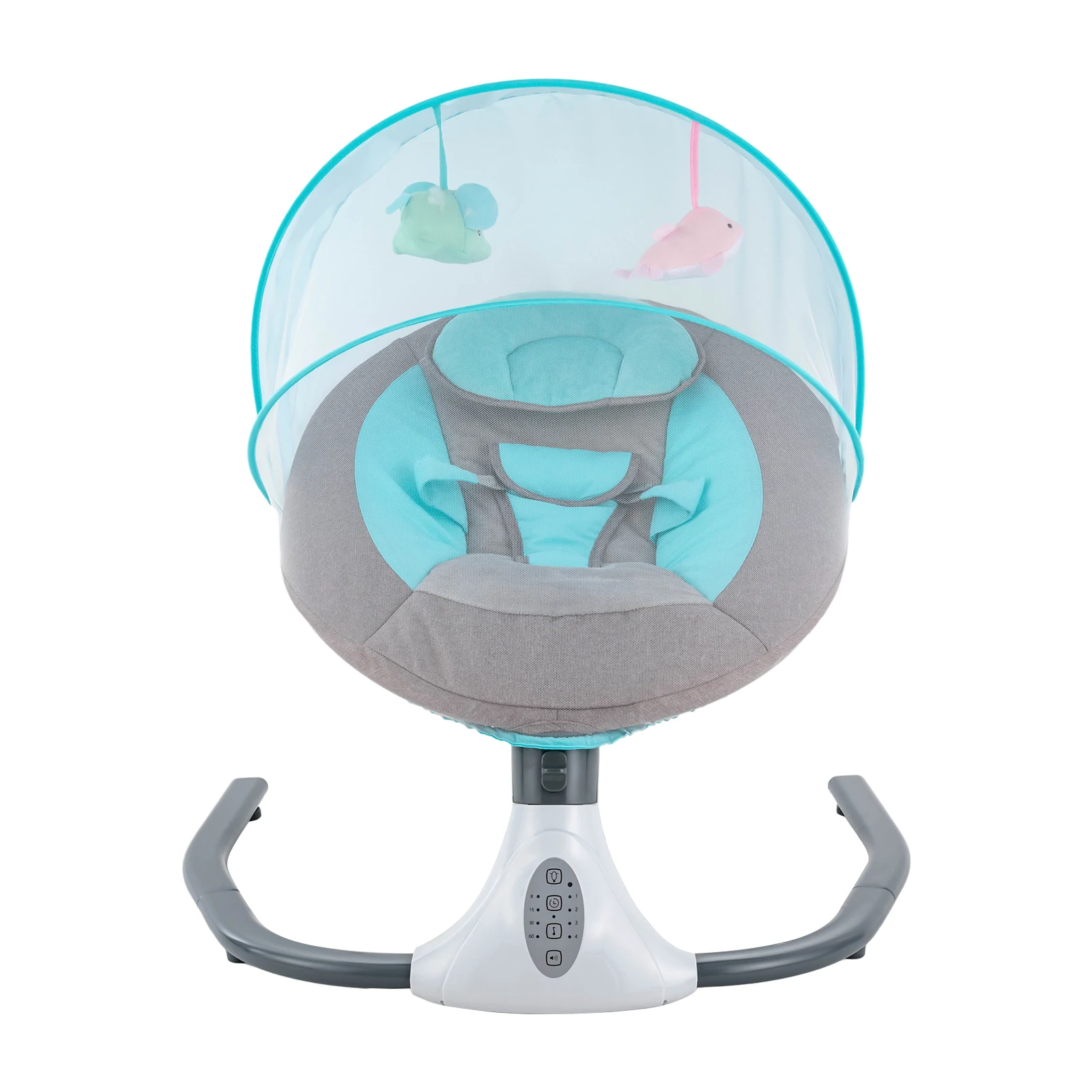 

Blue Baby Swing With USB Charging Cable & Remote Control Freestanding Baby Swing Automatic and Convenient 2W