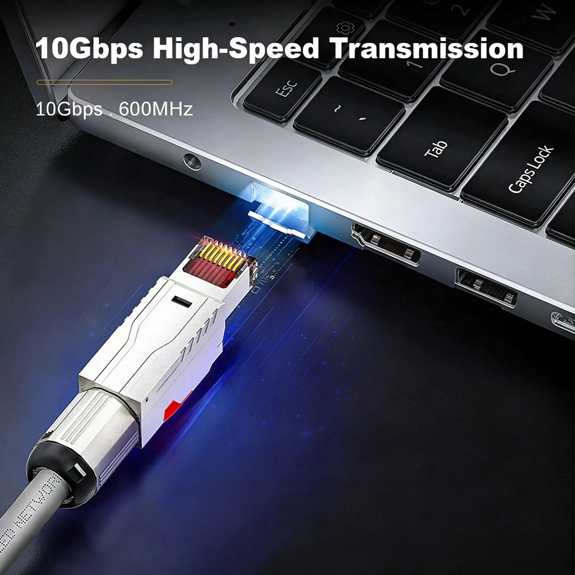 ROVLL Cat7 Ethernet Cable RJ45 Network LAN Cable 10Gbps 600MHz S/FTP Shielded High Purity Copper High Speed for Router PC Gaming