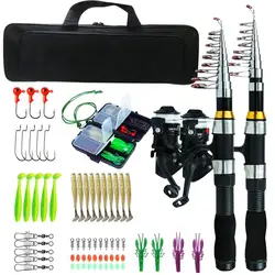 Fishing Rod And Reel Combo Set Telescopic Carbon Fiber Rod For Youth Adults Beginner Saltwater Freshwater