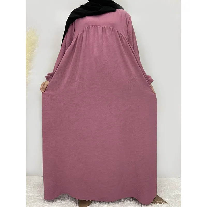 عباية صلاة عصرية بلون واحد للنساء لرمضان فساتين عطلة فضفاضة للعيد دبي بأكمام بالونية رداء حجاب قفطان 2025