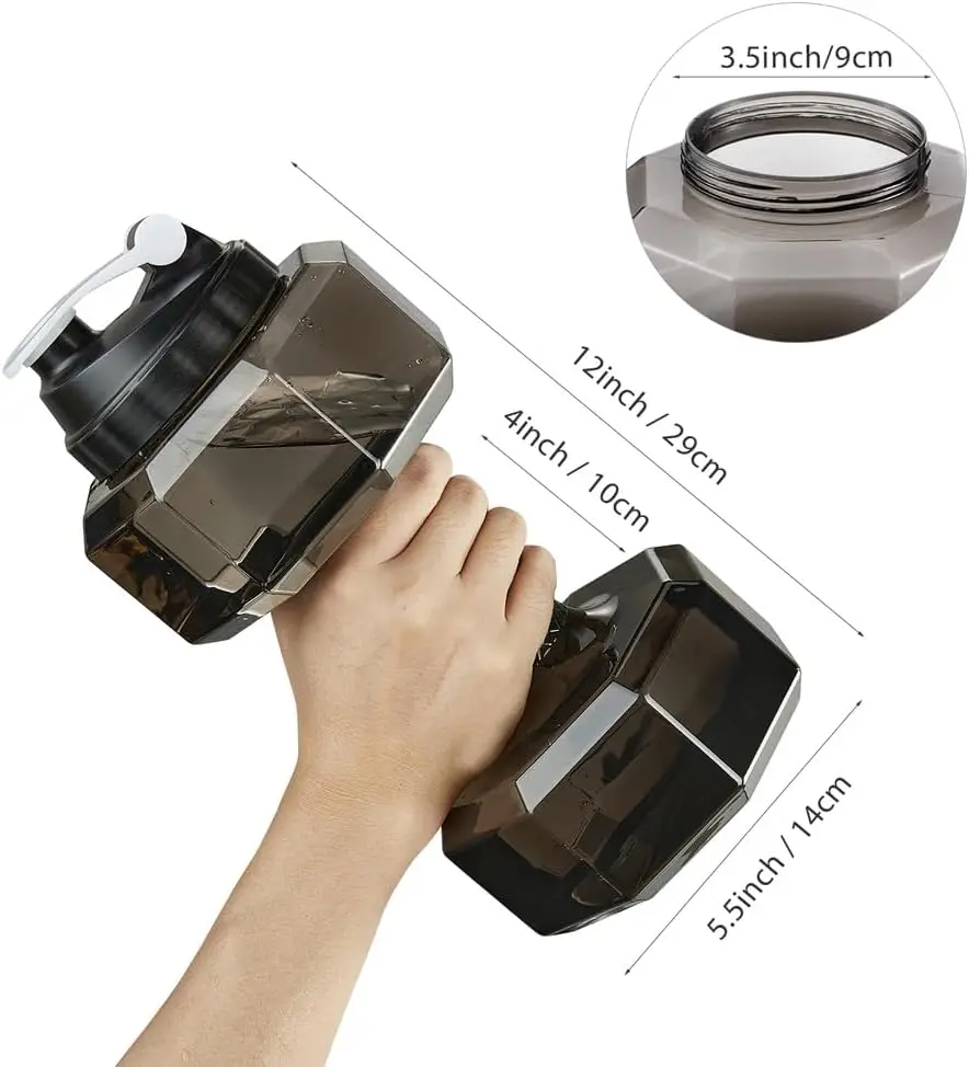 

2.6L Dumbbell Sports Water Bottle Portable Fitness Exercise Water Jug for Arm Strength Gym Yoga Running Outdoors Cycling Camping