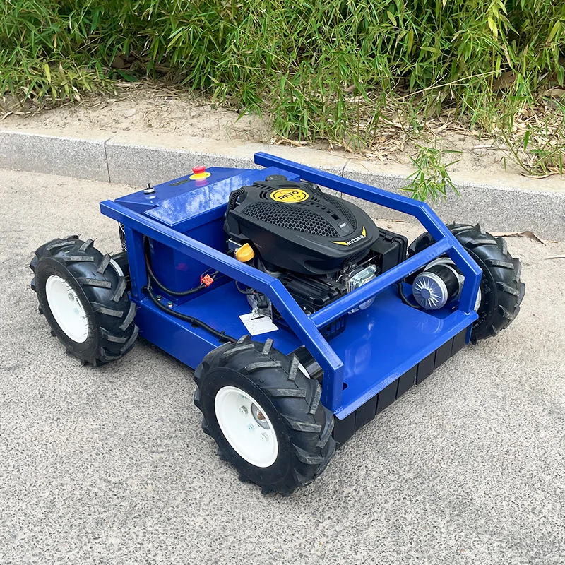Customized zero-turn lawn mower with track-type remote-controlled agricultural lawn mower. CE certified. For sale in gardens.