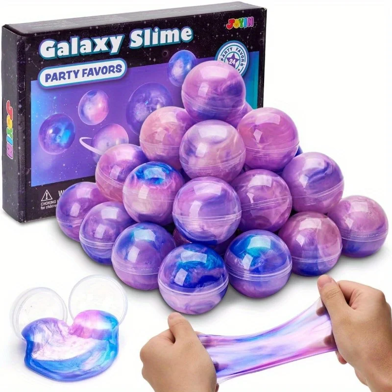 Slime Party Favors 24 Pack Pink Galaxy Slime Ball Party Favors Stretchy Safe for Girls and Boys Classroom Reward Party Supplies