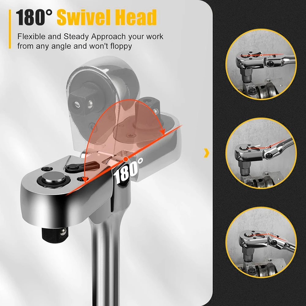 

Набор поворотных ключей с храповым механизмом (6 шт.) 180 ° Регулируемые гаечные ключи для автомобильного оборудования, инструмент для домашнего ремонта