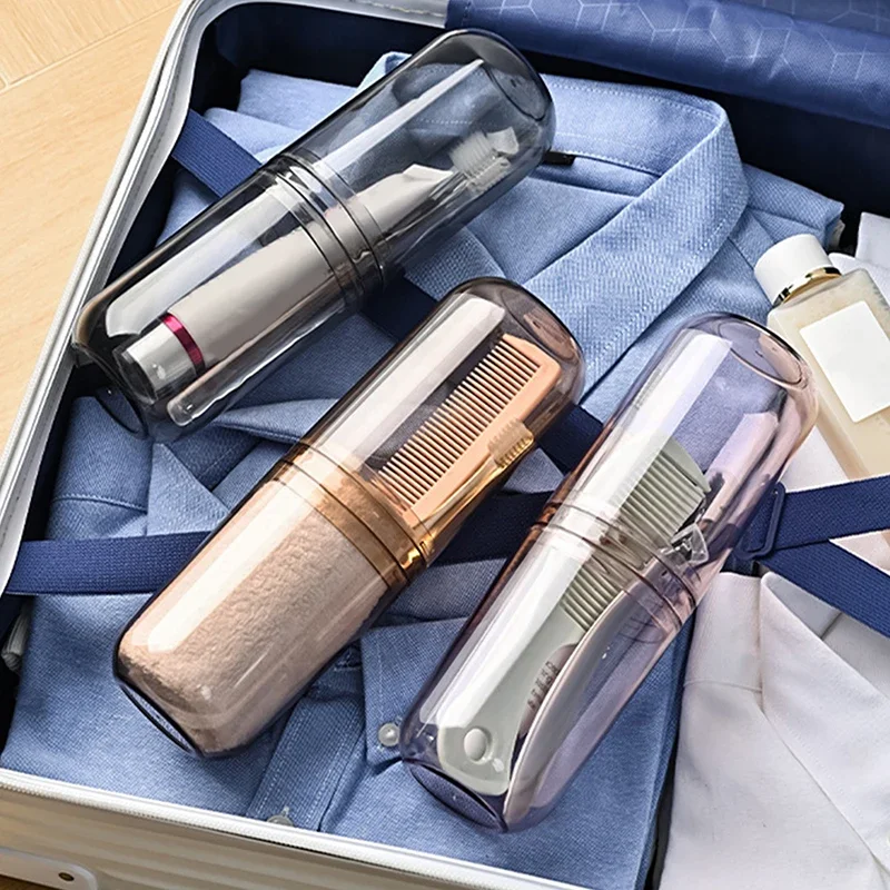 

Transparent Toothpaste Toothbrush Holder Travel Bathroom Organizer Portable Wash Cup Storage Box Plastic Brush Holder Mouthwash