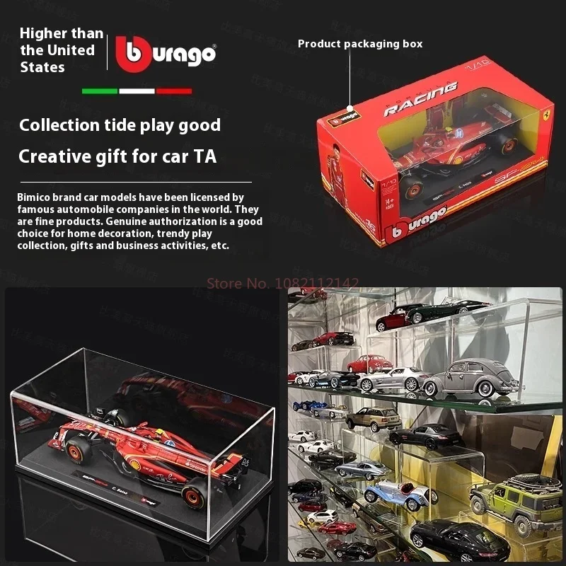 Bburago 1:18 Ferrari SF-24 Modello pressofuso in miniatura in lega Formula 1racing # 16 Leclerc # 55 regali di modelli da tavolo per auto Sainz Formula