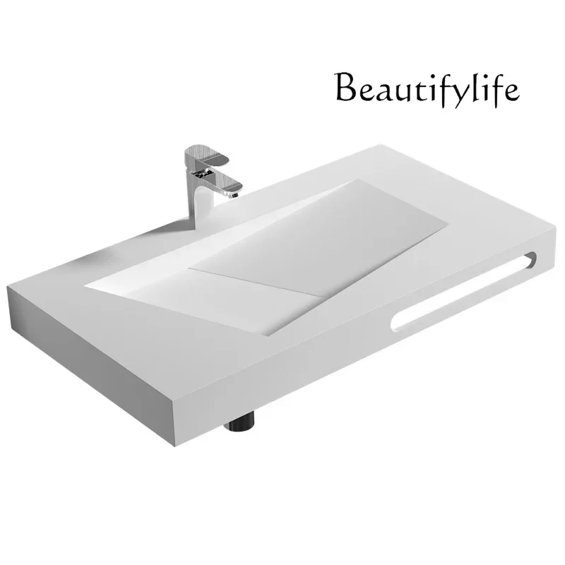 Nordic artificial stone table basin, wash basin, household bathroom wall-mounted integration, fashionable, advanced sense
