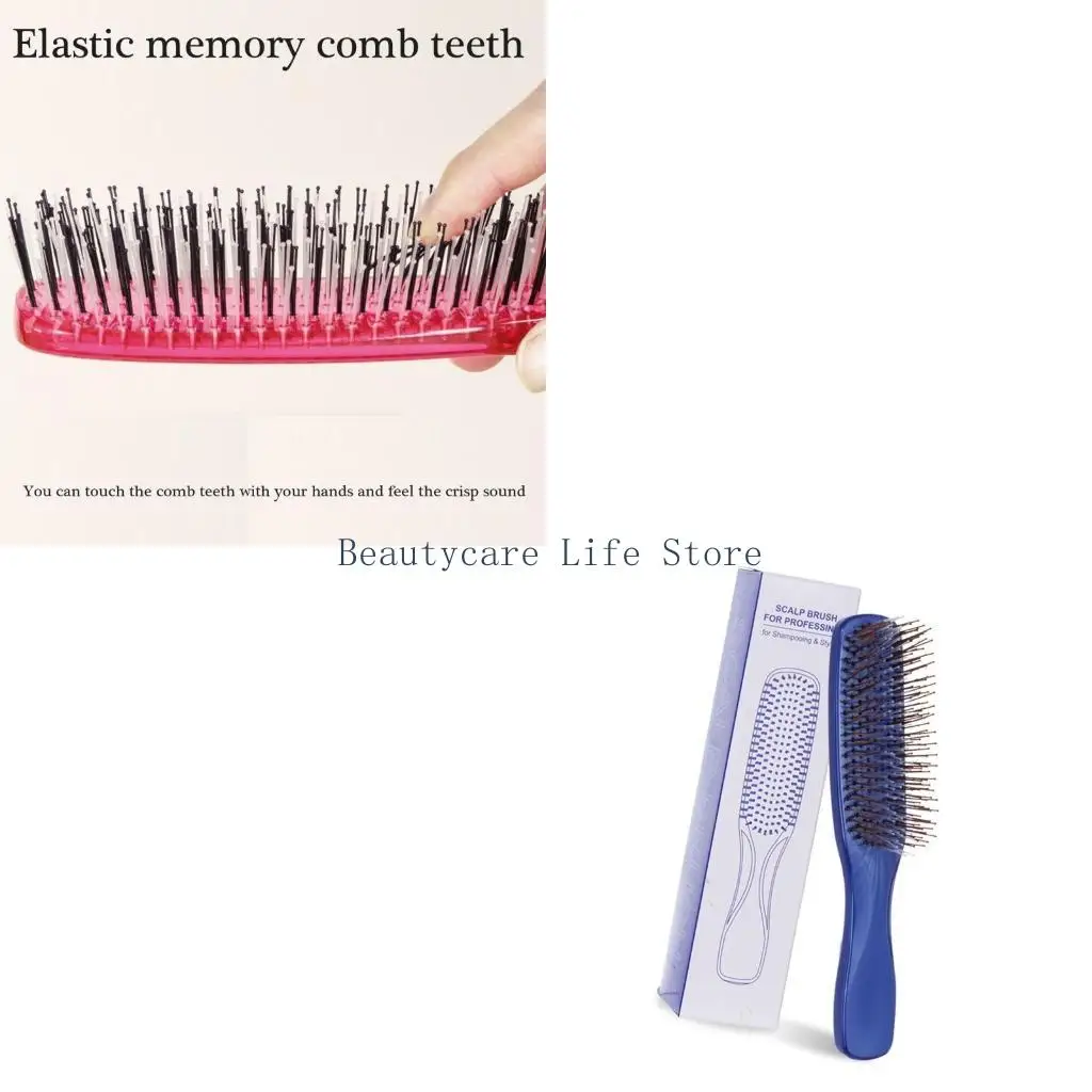 652C Hair Brush,Boar Nylon Bristles Brush for Women Men Wet/Dry Hair Smoothing Massaging Detangling,Enhances & Health