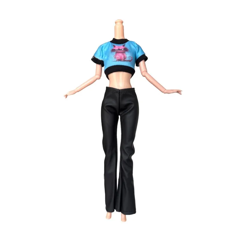 30cm Supermodel Doll Clothes Set Fashion Bandeau Top+Denim Skirt /Top-Leather Pants For 1/6 Doll 11-Inch Doll Dress Up Clothing
