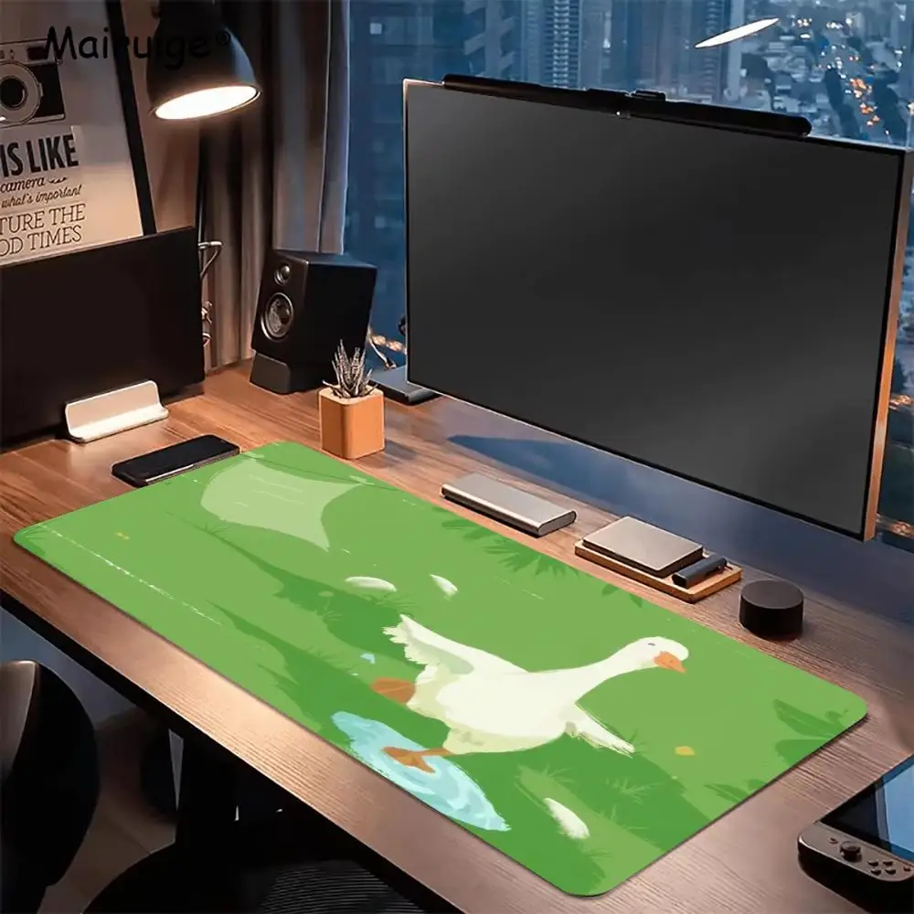 Big White Goose Green Grassland Mouse Pad Large Set Up Office Decor Gaming Setup Decoration Carpet Rug Keyboard Mat Desk Mats