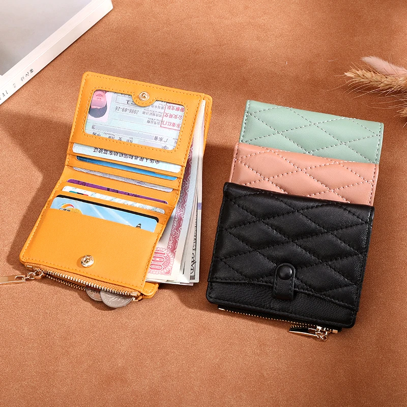 

PS Soft Sheepskin Colorful Bifold Wallet Multifunctional Women ID Card Holder Japaness Style Coin Purse For Ladies