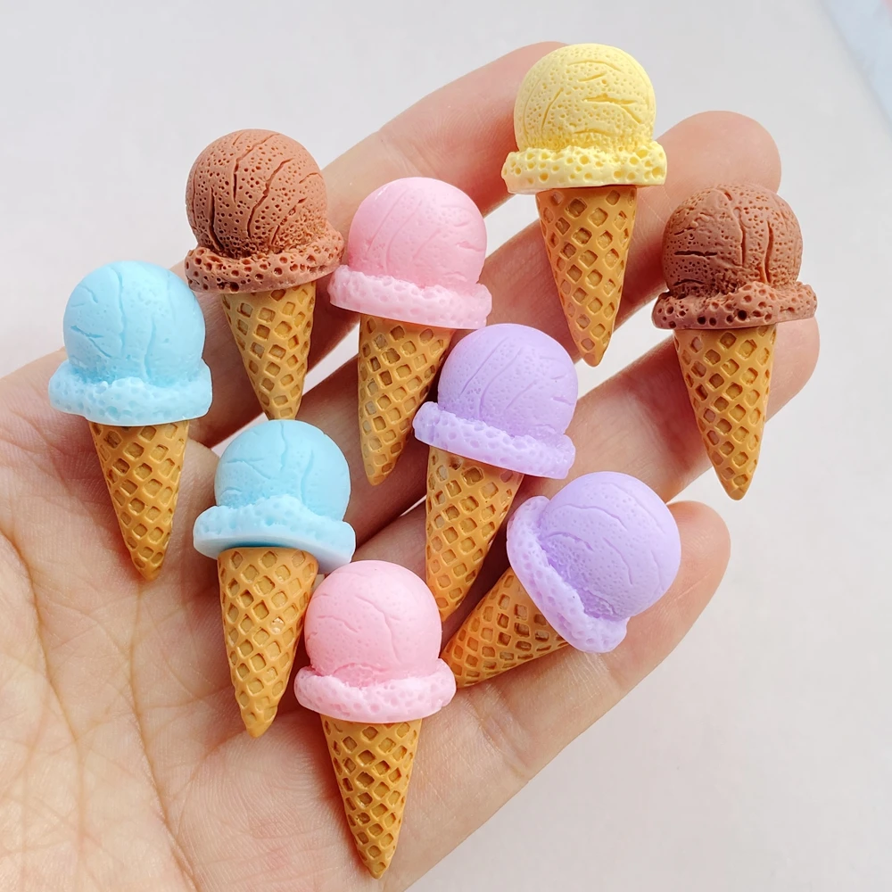5Pcs Cute Colorful 3D Ice Cream Series Flat Back Resin Cabochons Scrapbooking DIY Jewelry Craft Decoration Accessorie