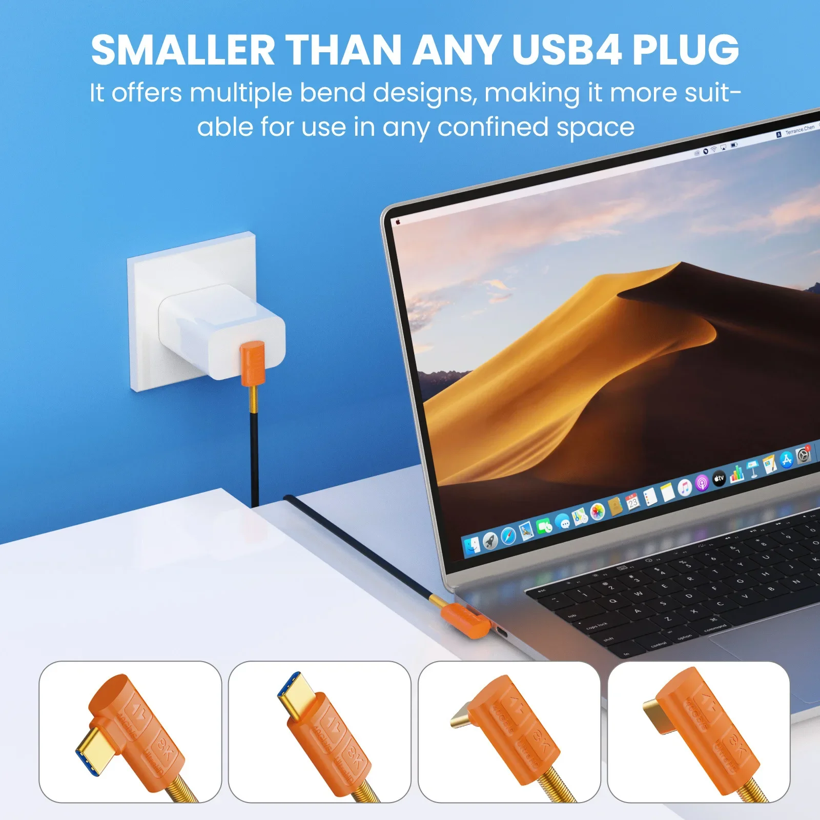 90 Degree USB 4 Type-C To Type C Soft Silicone Extension Data Cable with Thunderbolt PD 240W 40G Fast Charging 8K Video Output - view 4