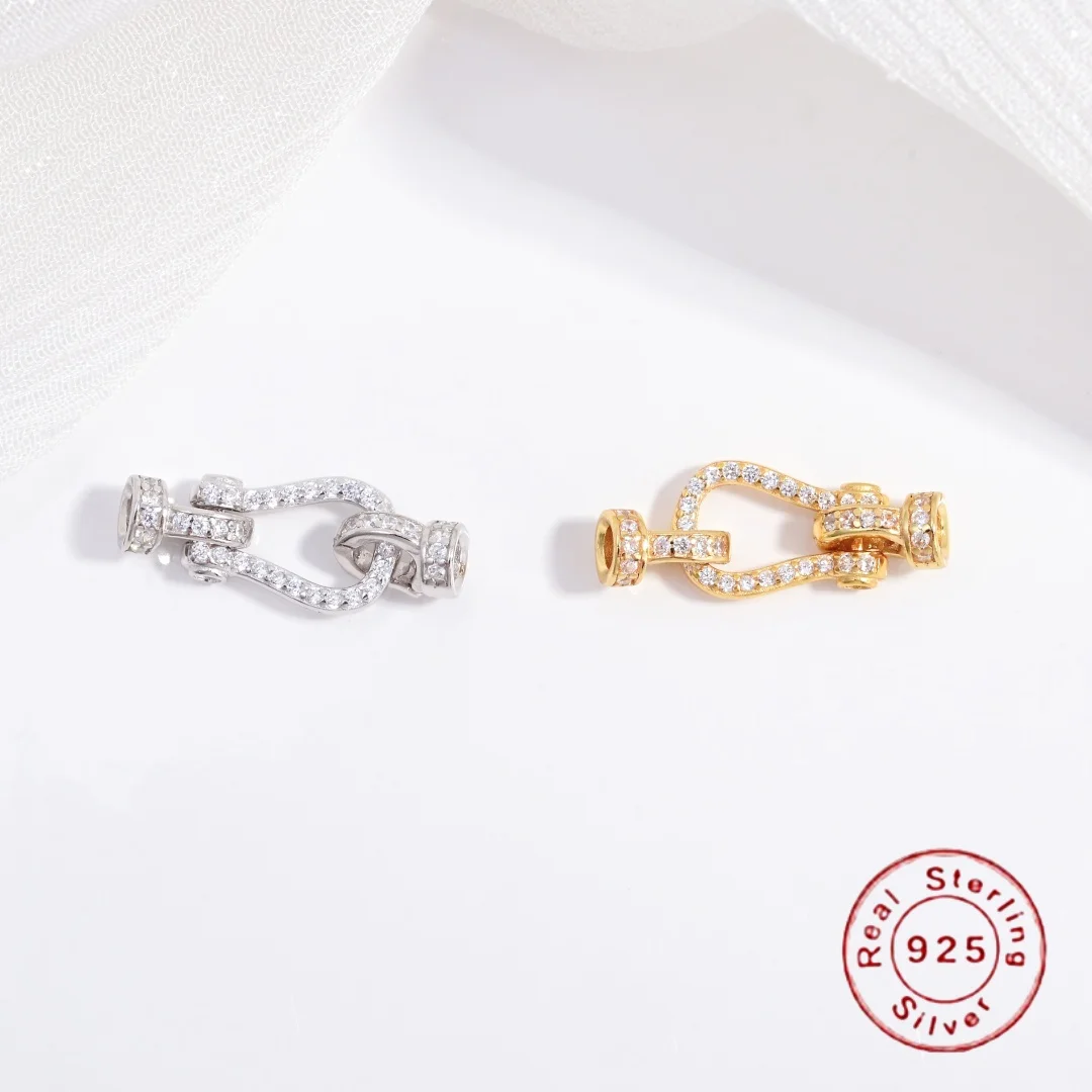 

S925 Sterling Silver Inlaid Zircon Horseshoe Clasp DIY Handmade Bracelet And Necklace Connector Accessory Material SK135