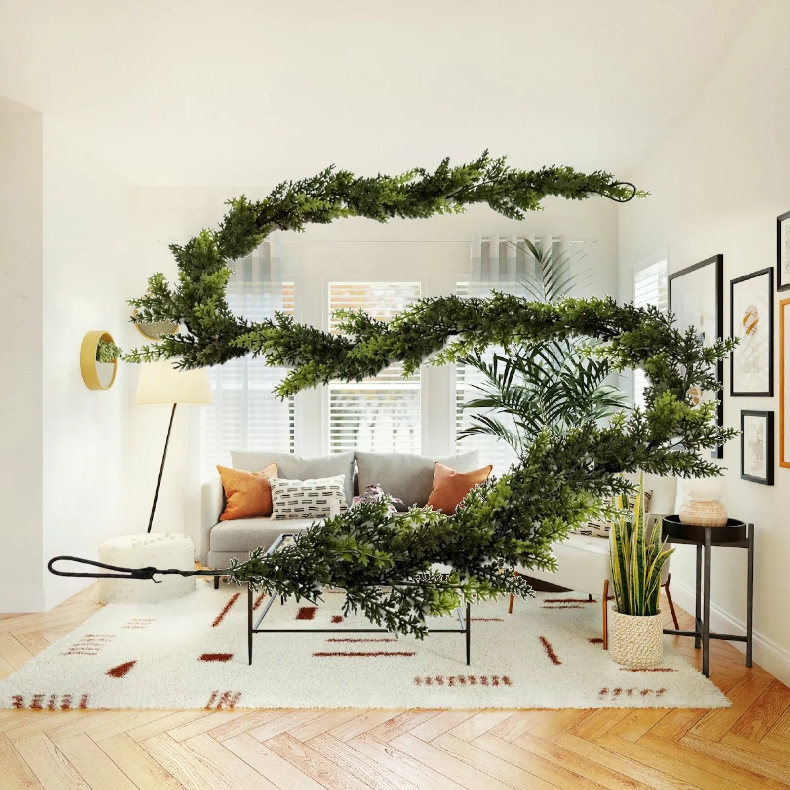 Artificial Green Leaf Garland Festive Decorative Vine for Christmas Home Autumn Door Wreath Garden Party