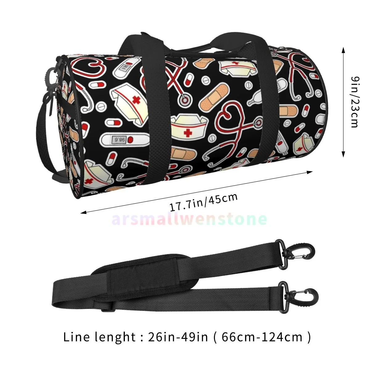 Bolsa de Yoga para médico de dibujos animados para mujer, mochila duradera para entrenamiento, bolsos redondos para Fitness al aire libre, bolsa de lona de viaje