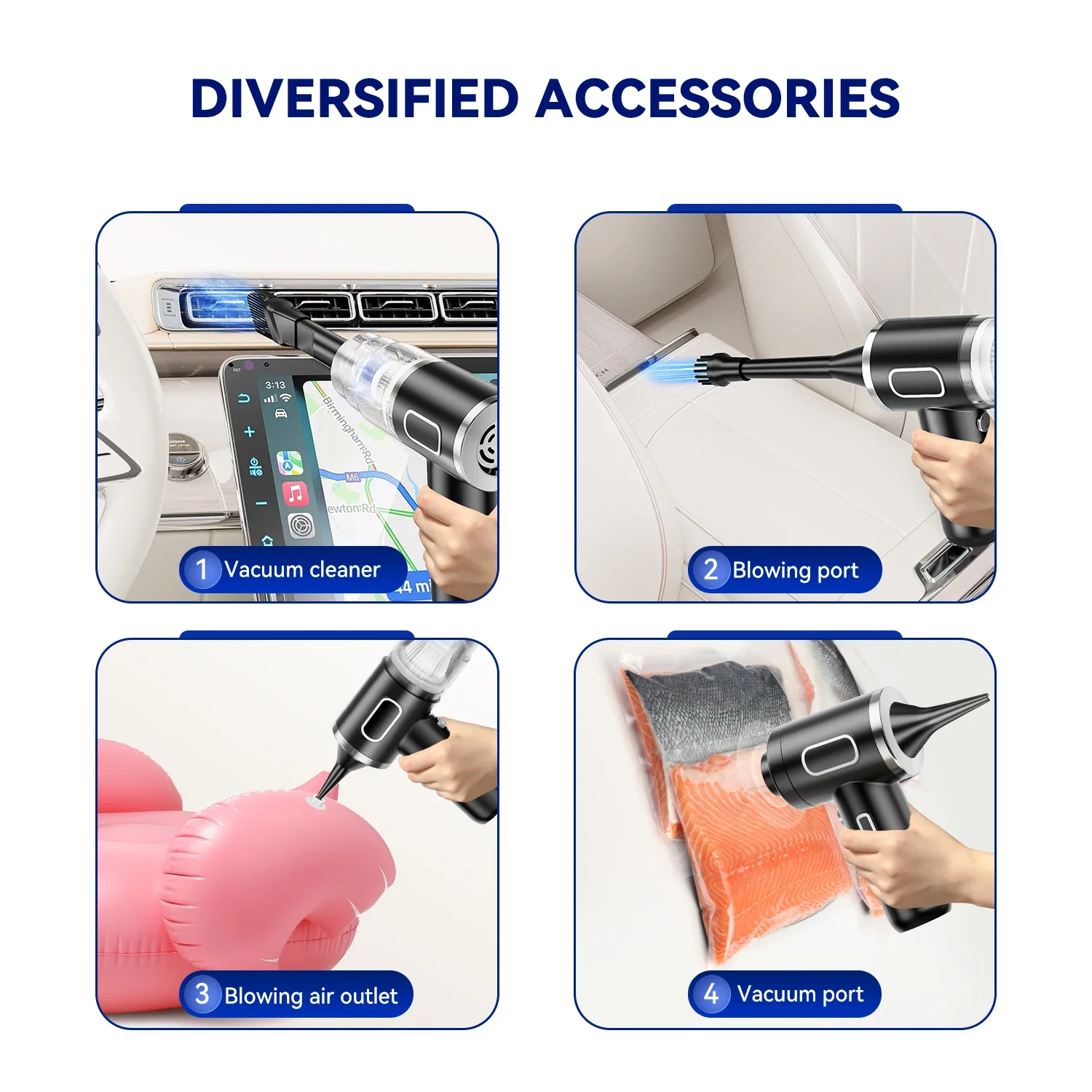 XIAOMI 9800000Pa 5 in 1 Cordless Vacuum Cleaner Dust Collector Car Portable Handheld Strong Suction Car Office Home Appliances