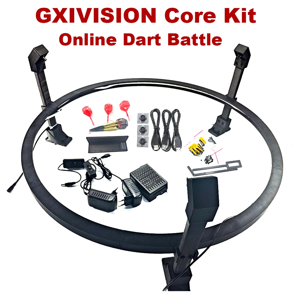 GXIVISION Core Kit For Autodarts Compatible DIY Hardware Set Including Microcomputer+3PCS Cameras+Holder+Dart LED Light Ring+Dar