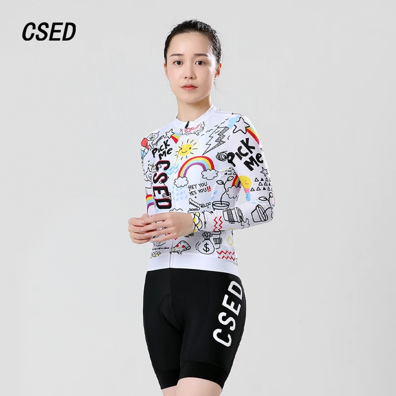 

CSED Cycling Jersey Spring Summer Autumn Bicycle Riding Soft Clothes Women's Long Sleeved Bike Slim Top Clothing Breathable