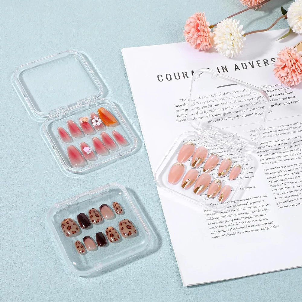10pcs Storage Box Flip-top Jewelry Box Transparent Nail Art Box Handmade Desktop Display Box Suitable for False Nails And Additi