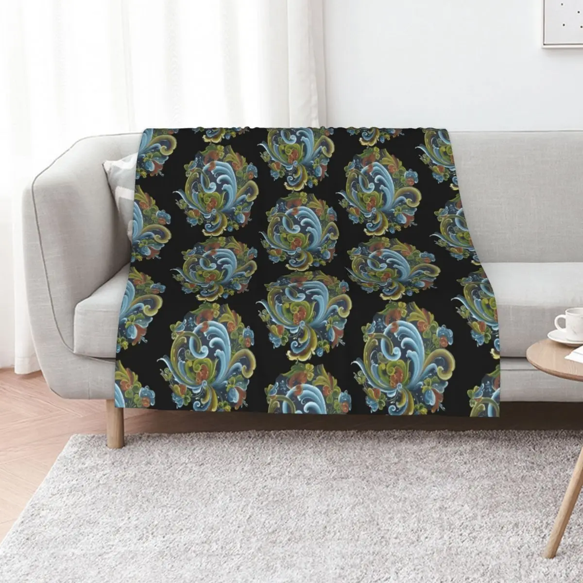 Traditional Norwegian Telemark Rosemaling Throw Blanket christmas gifts decorative Hairy bed plaid Quilt Soft Blankets