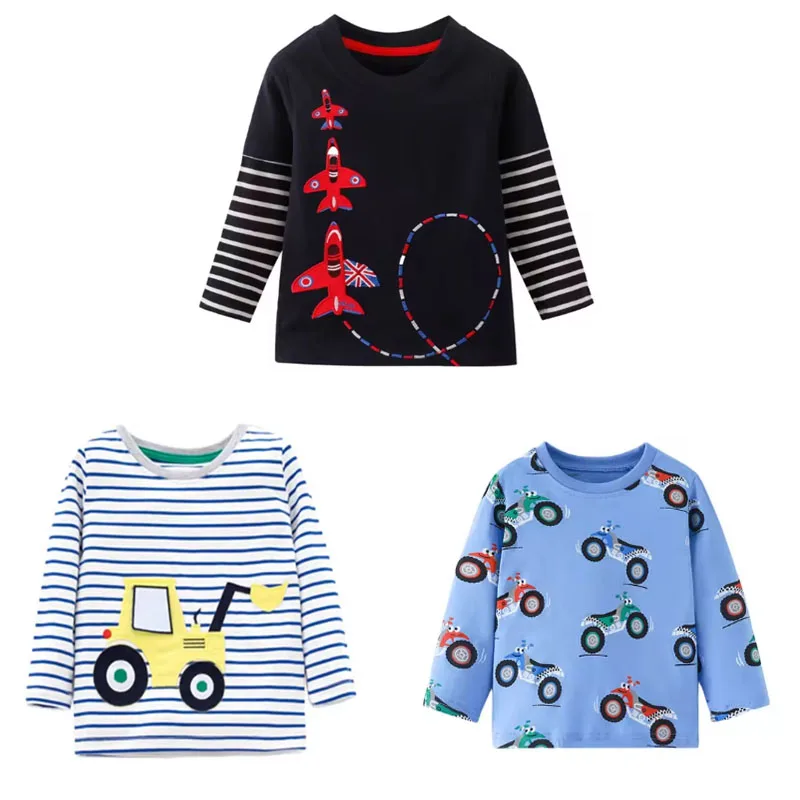 

Jumping meters 2-7T Boys T shirts Cotton Baby Clothes Long Sleeve Children Clothing Cars Autumn Tees Tops For Boys