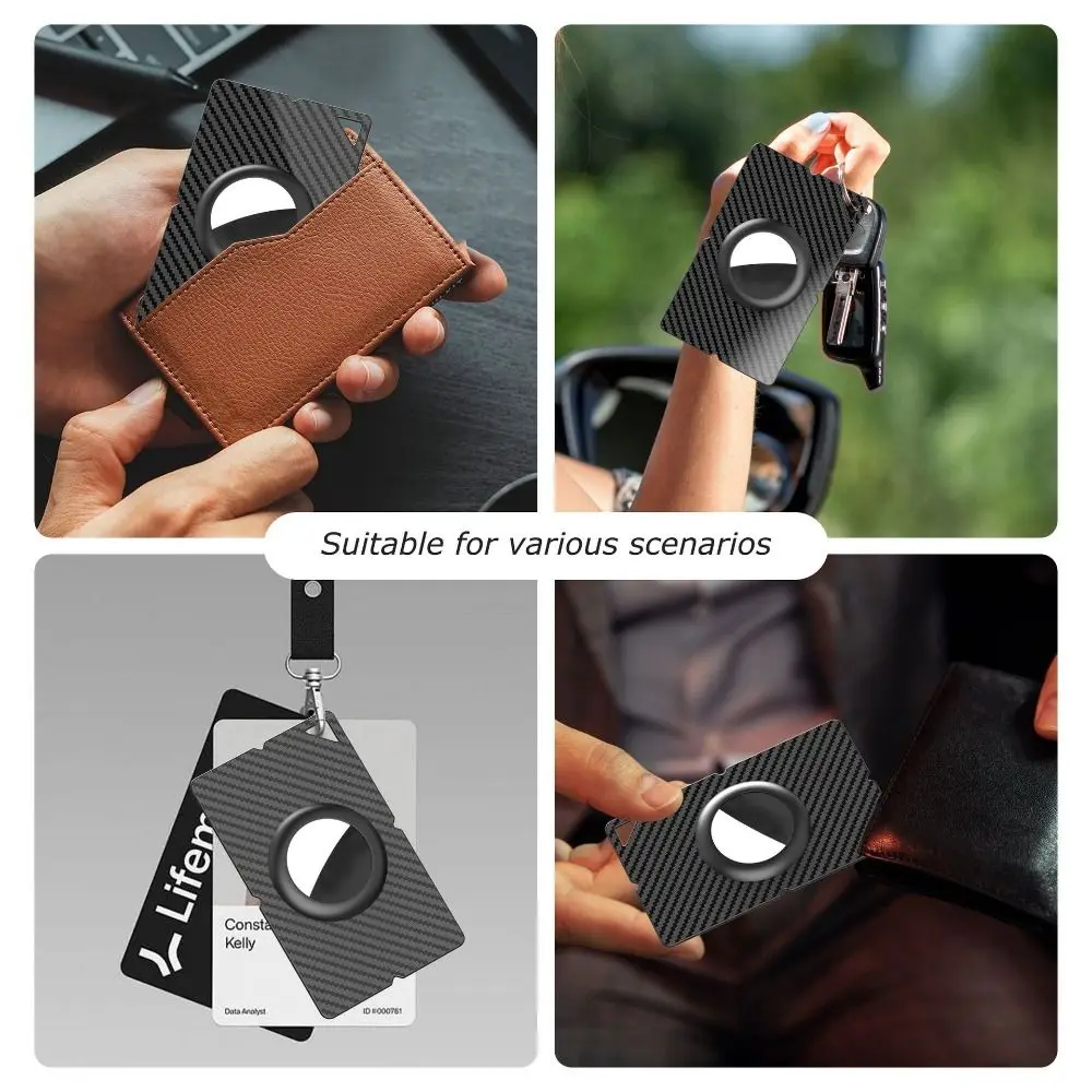 Carbon Fiber Wallet Case Thin Card Case Plastic Ultra-thin Wallet Card Holder Anti-lost Purse Locator Cover for Apple AirTag