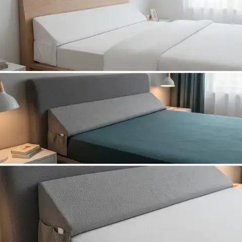 Wedge Pillow for Bed Gap Filler Cushion Between Mattress and Headboard with Side Storage Pocket for Phone Glasses Remotes