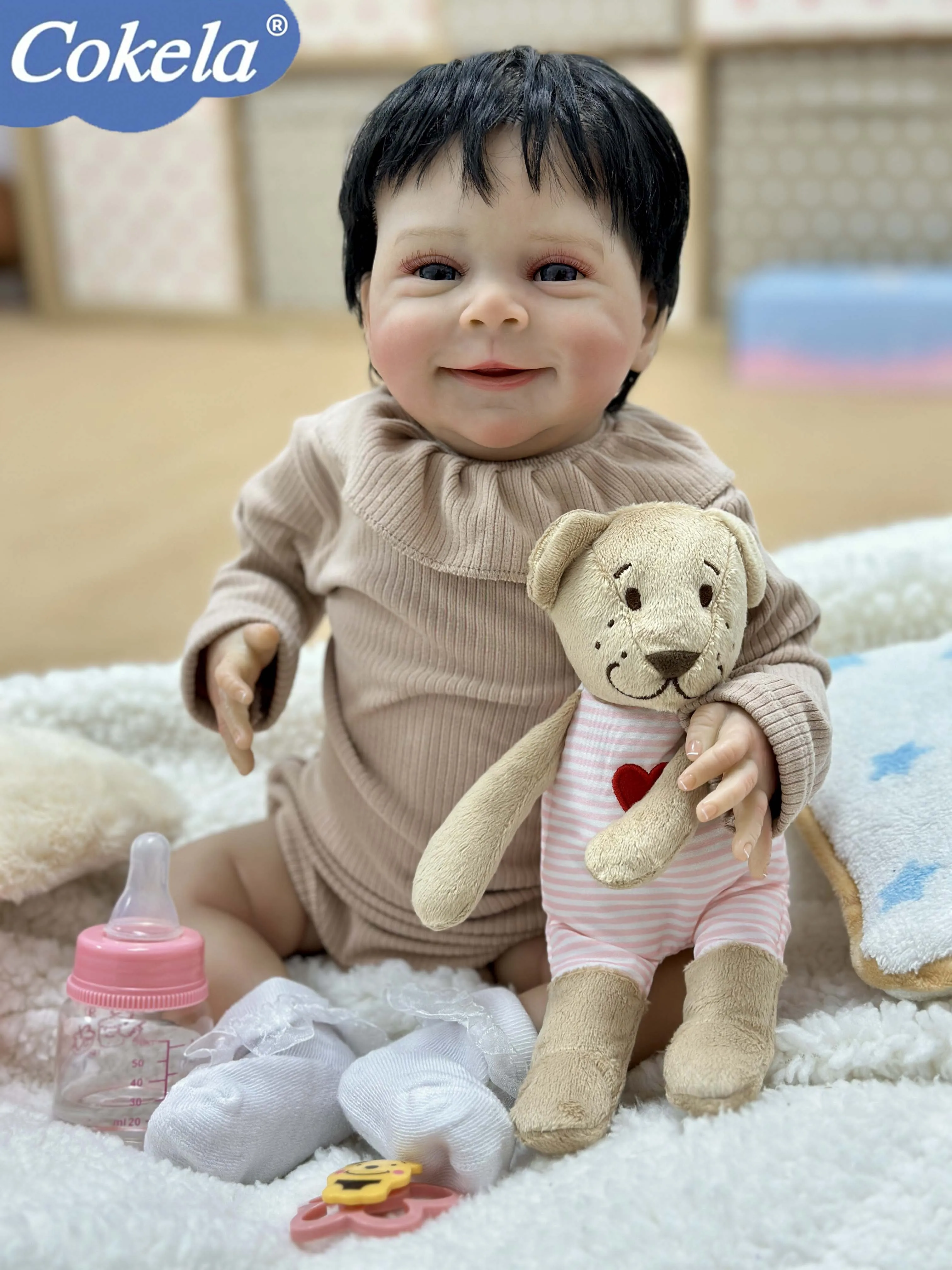 

Реалистичная кукла Cokela, 20 дюймов/50 см, милая виниловая кукла, настоящая мягкая на ощупь детская игрушка, кукла с корнями ручной работы, силиконовая кукла Reborn Baby