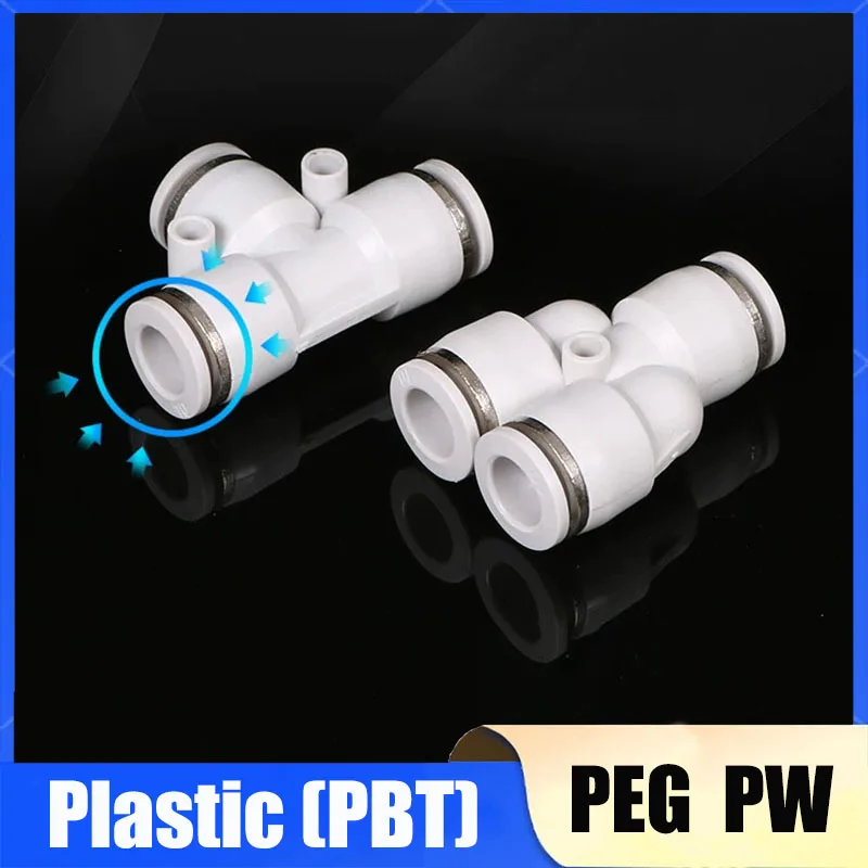 2/5Pcs Pneumatic Air Connector Compressor Hose Fittings Quick Release Connectors Kit Pipe Repair Y T Shaped 4 6 8 10 12 14 16mm