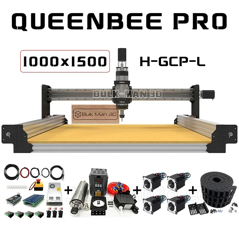 

20%OFF BulkMan 3D Silver 1000x1500 QueenBee PRO CNC Full Kit with High Torque-GRBL Control CNC Wood Router Wood Working Machine