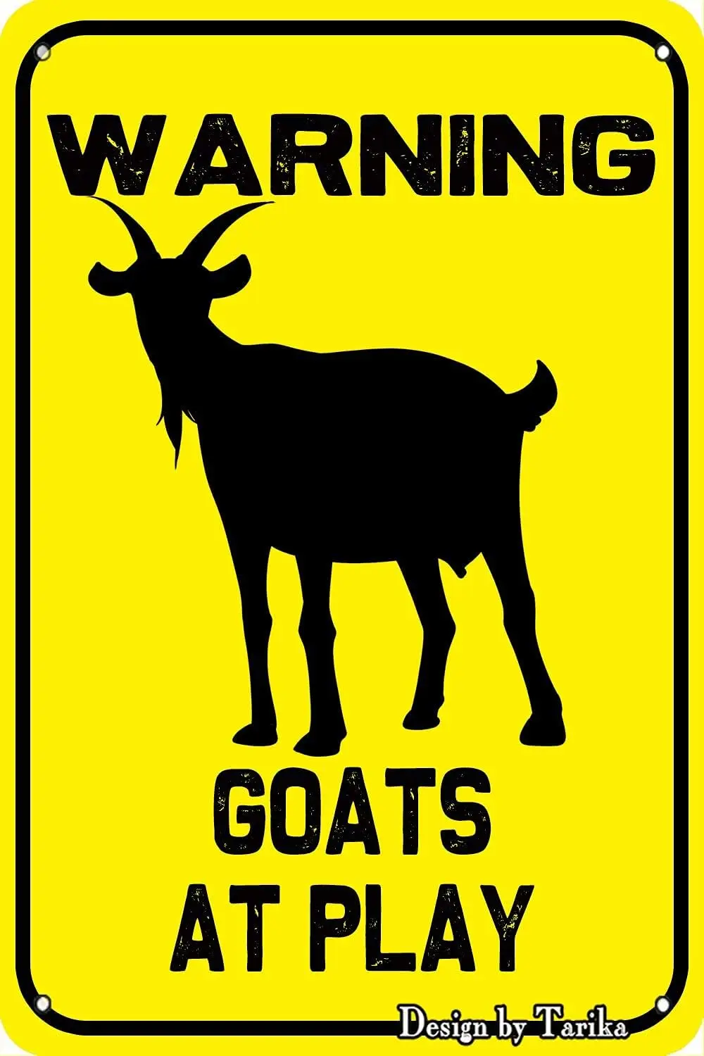 BIGYAK Warning Goats at Play Tin 8X12 Inch Vintage Look Decoration Art Sign for Home Kitchen Bathroom Farm Garden Garage Inspira