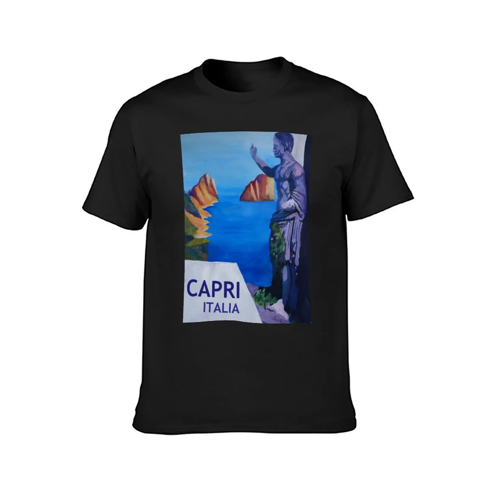 Capri mit Roman Empire Statue - Retro Poster T-Shirt sublime plain tops heavyweight t shirts for men