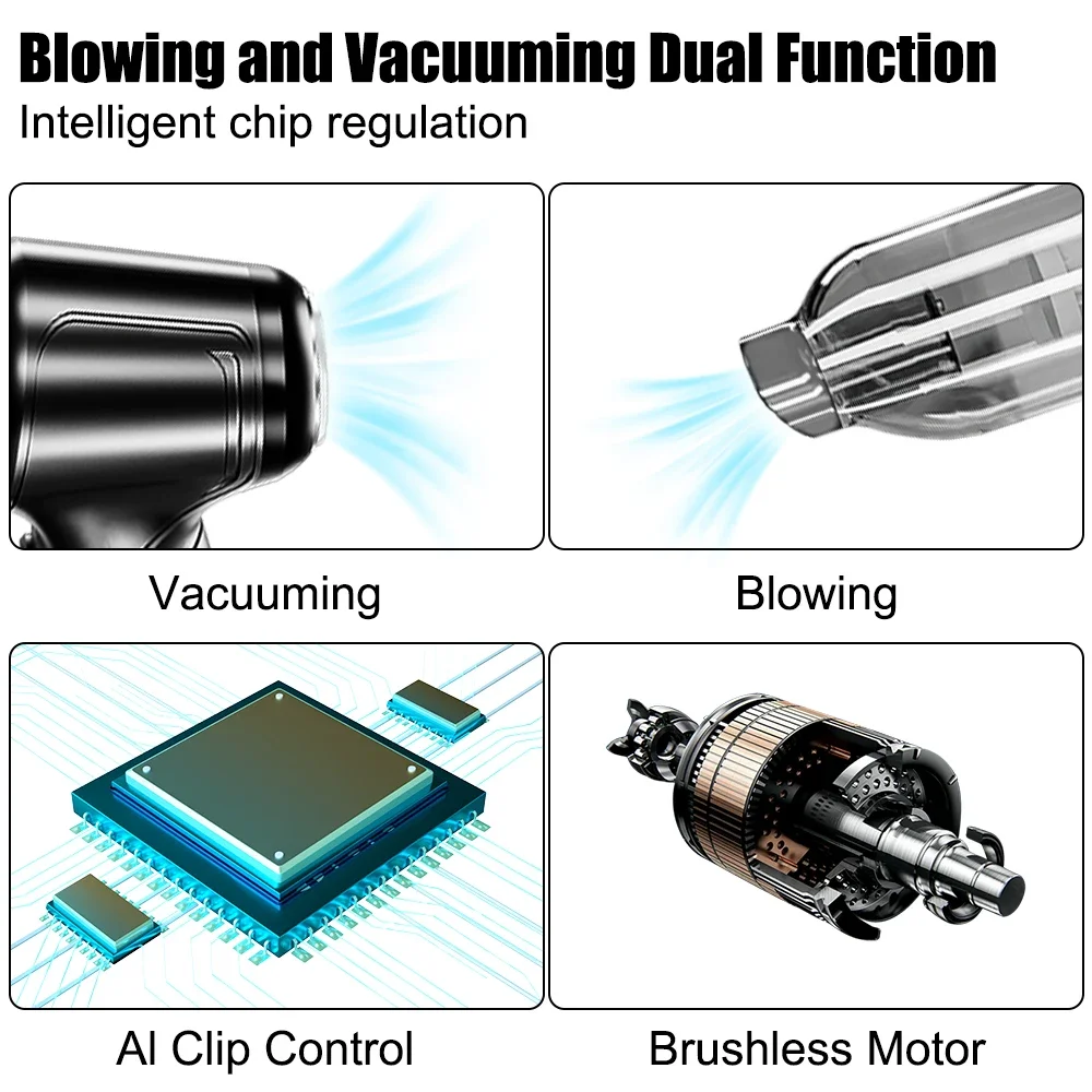 Car Vacuum Cleaner 7.4V 60W Powerful Strong Suction Handheld Mini Portable Wireless Cleaner Home Cleaning Machine